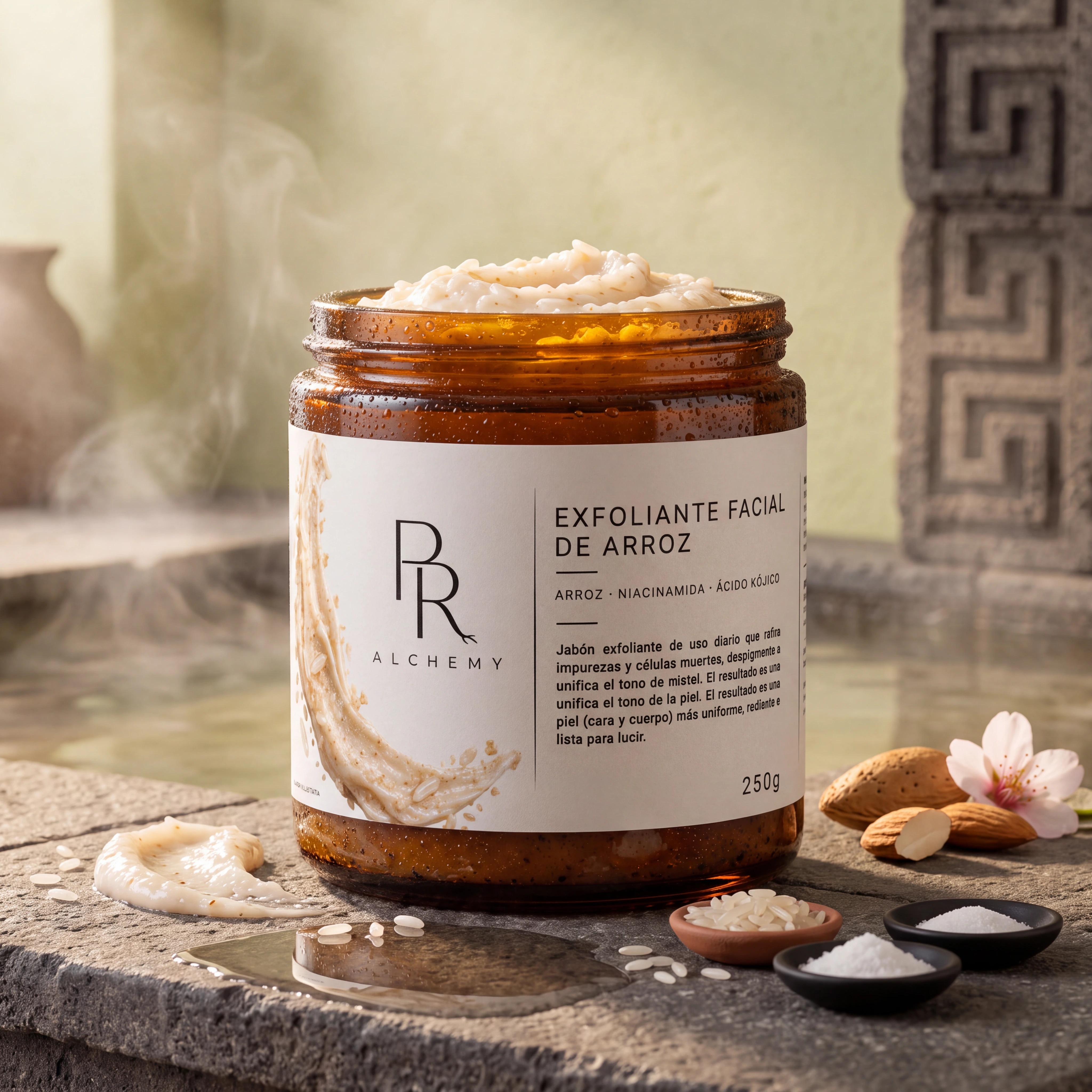 Exfoliante Facial de Arroz de Prehispanic Alchemy, presentación de 250 g